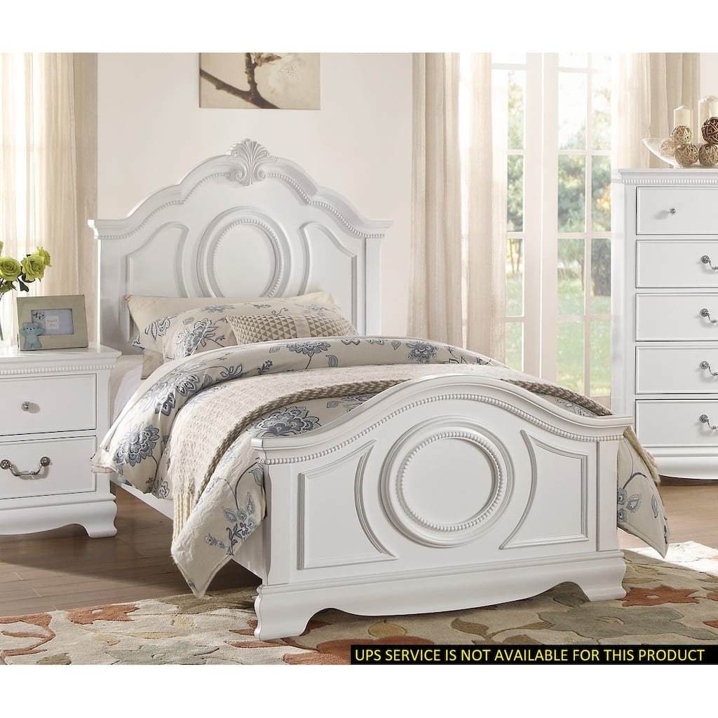 Twin Size Wood Panel Bed with Traditional Design and Bead Molding Detailing