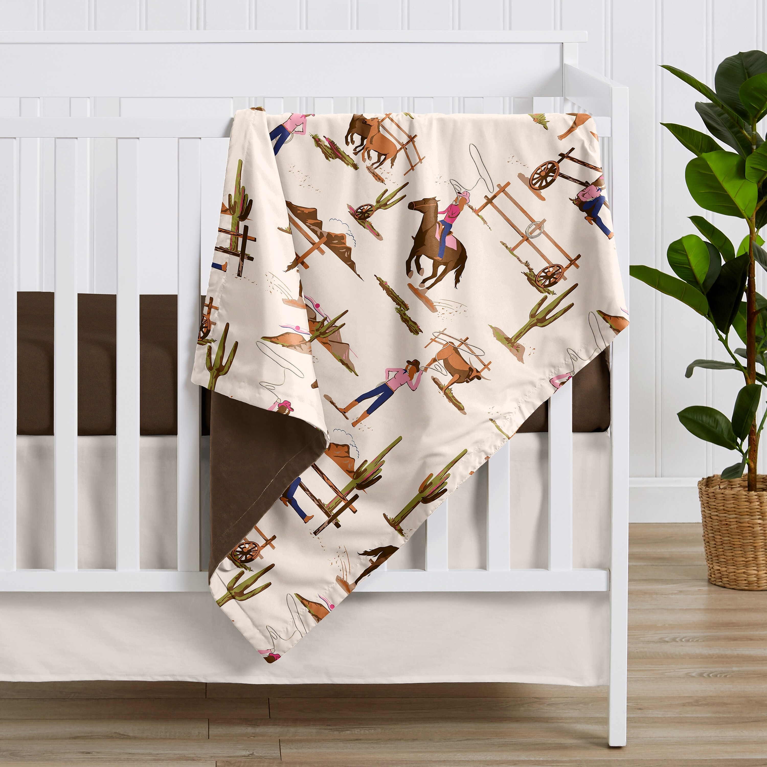 Sweet Jojo Designs Western Cowgirl Girl Baby Receiving Security Swaddle Blanket Wild West Vintage Country Animal Horse Southwest