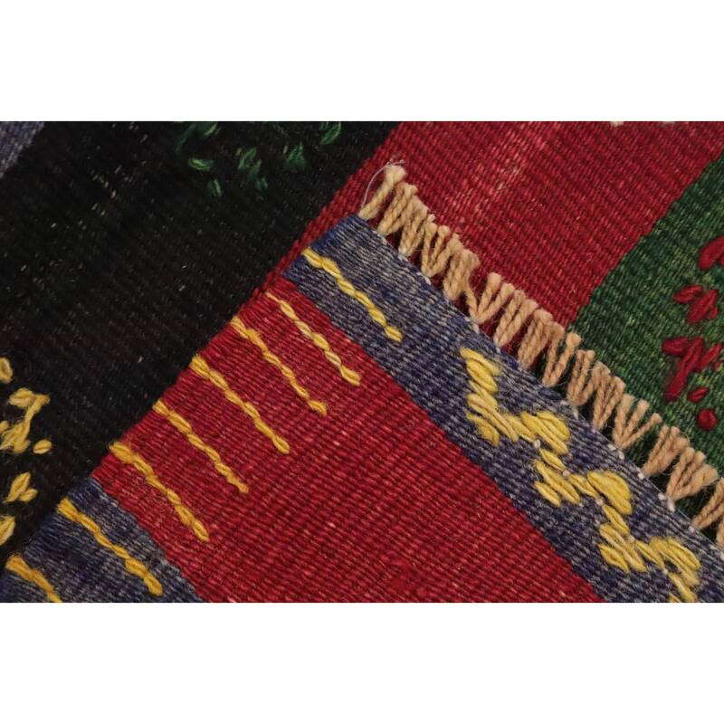 Hand Woven Oriental 100% Wool Carpet Southwestern Tribal Multi-Colored Kilim Area Rug - 9' 8'' X 5' 5''