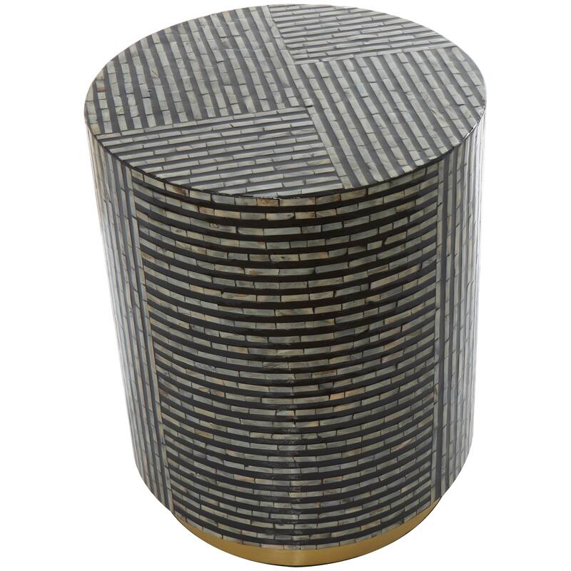Mother of Pearl Shell Geometric Accent Table with Gold Base - White, Gray or Black - Roche River Decor
