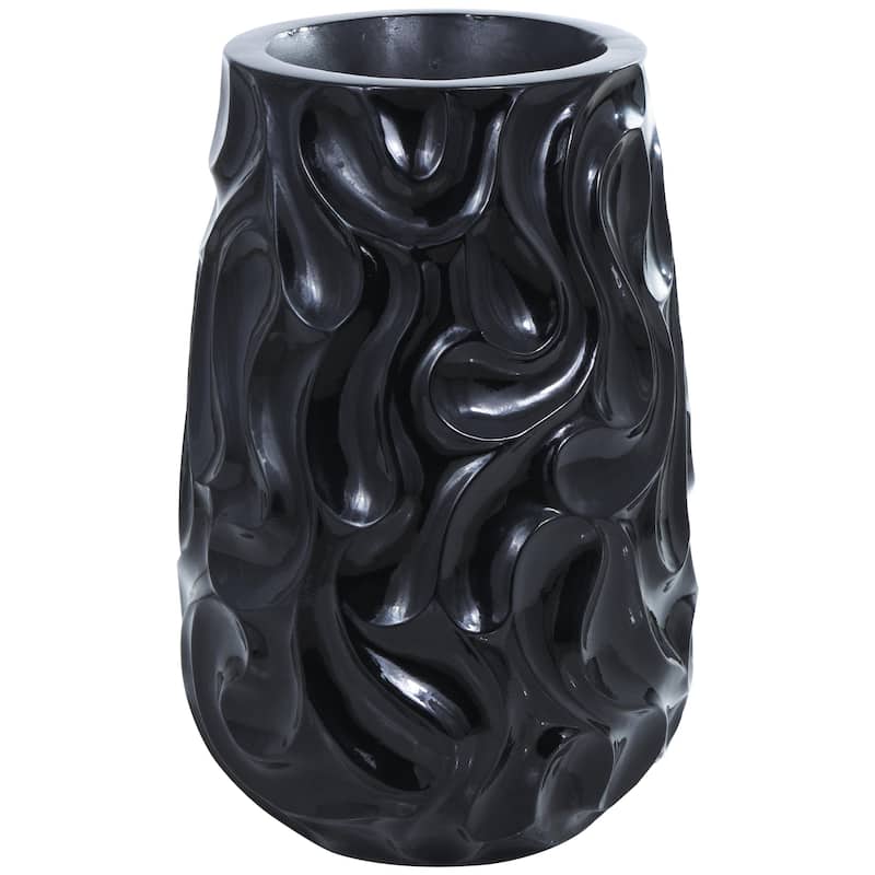 Resin Wave Inspired Textured Decorative Vase - White or Black - Roche River Decor