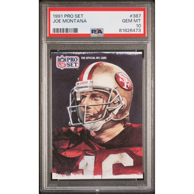 Joe Montana 1991 Pro Set Football Card #387 Graded PSA 10 - 8'6" x 11'6"