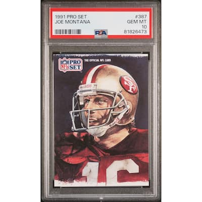 Joe Montana 1991 Pro Set Football Card #387 Graded PSA 10 - 8'6" x 11'6"