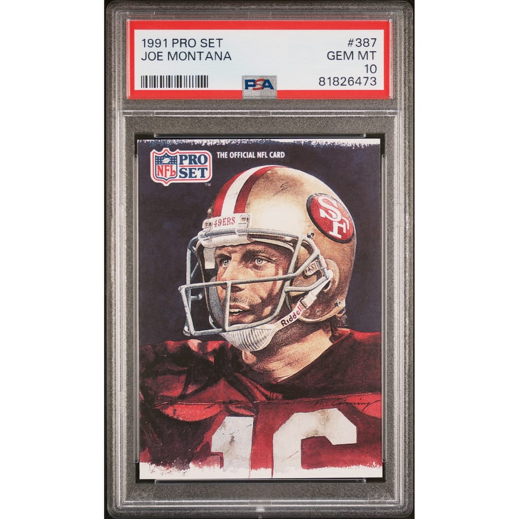 Joe Montana 1991 Pro Set Football Card #387 Graded PSA 10 - 8'6" x 11'6"