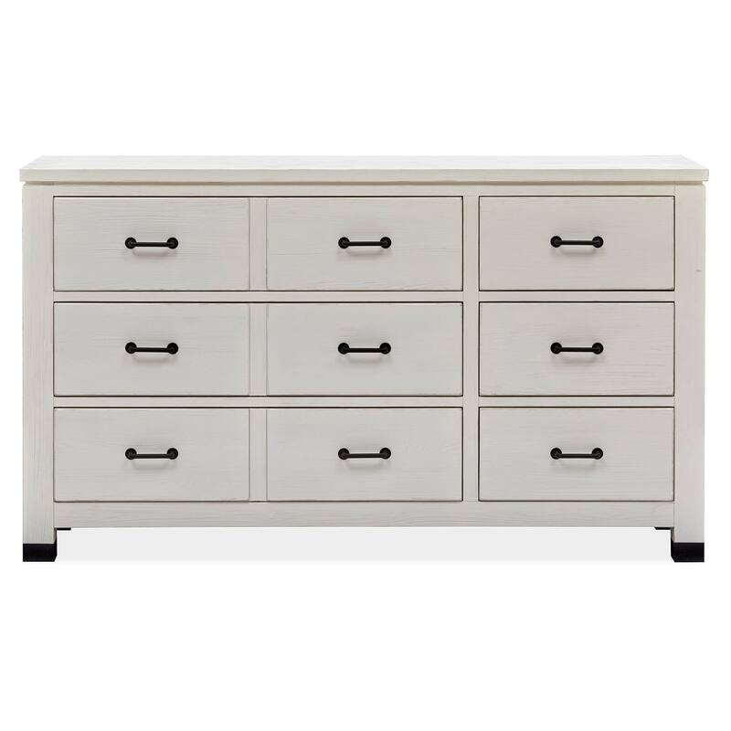 Magnussen Home Harper Springs Silo White Drawer Dresser with Landscape Mirror