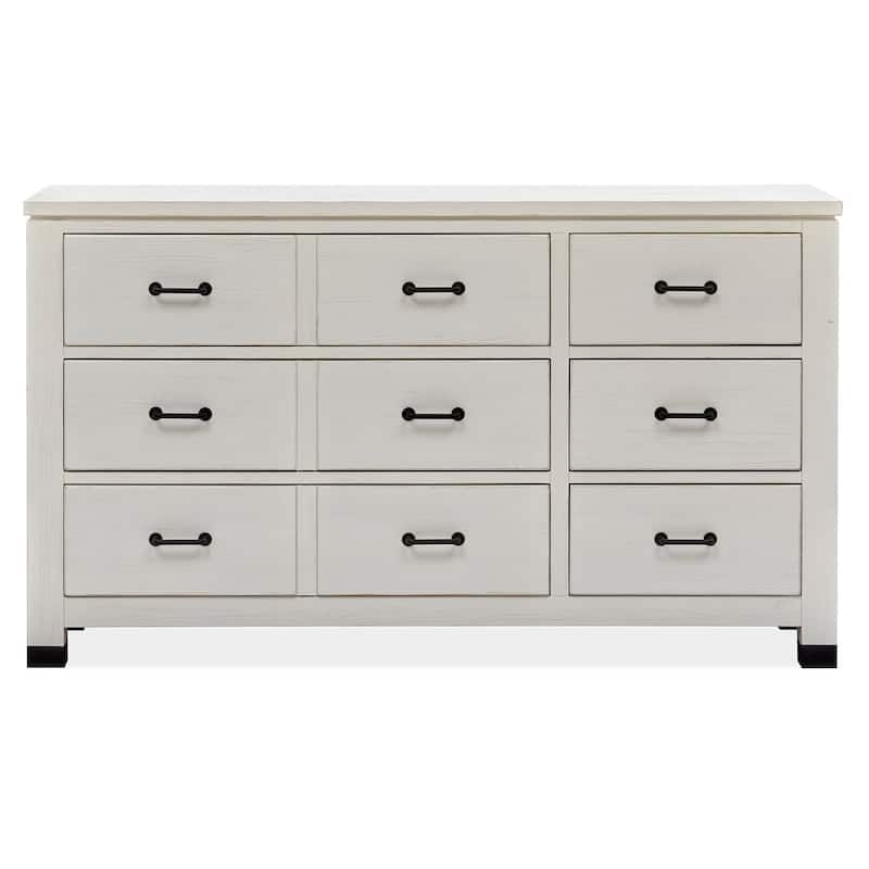 Magnussen Home Harper Springs Silo White Drawer Dresser with Shaped Mirror