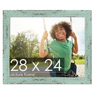 28x24 Shabby Chic / Farmhouse Green Complete Wood Picture Frame with UV ...