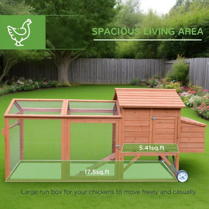 Portable Wooden Chicken Coop with Wheels & Nesting Box - Backyard Hen House & Poultry Cage