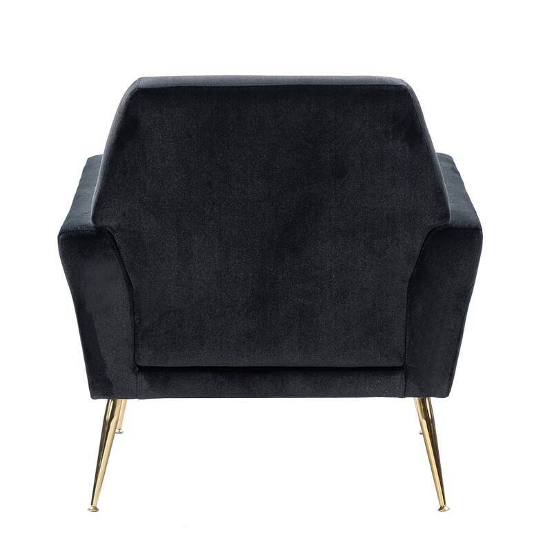 Lilia Contemporary Velvet Upholstered Tufted Back Armchair with Metal Golden legs Set of 2 by HULALA HOME