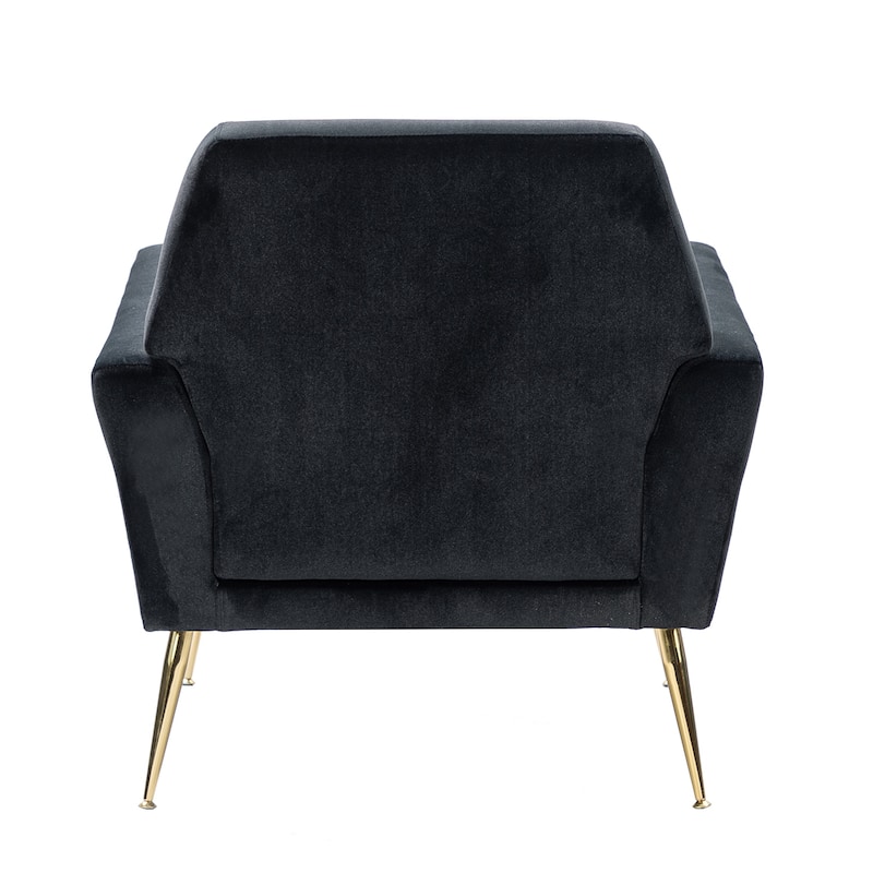 Lilia Contemporary Velvet Upholstered Tufted Back Armchair with Metal Golden legs by HULALA HOME