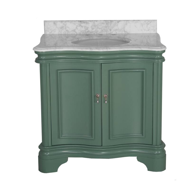 KitchenBathCollection Katherine 36" Bathroom Vanity with Carrara Marble Top