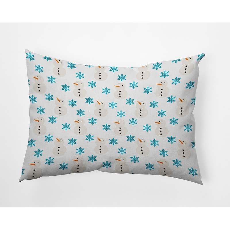 Snow Men In Snowstorm Accent Pillow - 14" x 20" - Turquoise