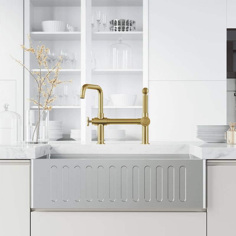 VIGO Cass 13" H Widespread Pull-Out Sprayer Kitchen Faucet