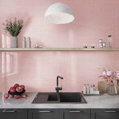 Apollo tile 12" x 12" Cirkel Glossy Nude Pink Porcelain Tile (9.87 sq ft/case) - 10 Pack