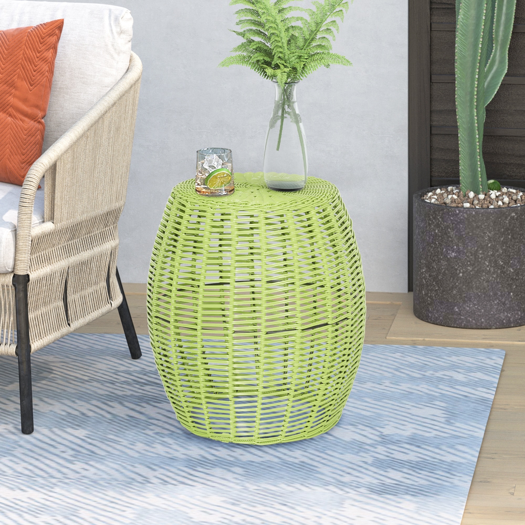 16in Wicker Side Table