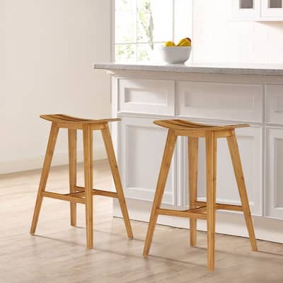 Tigris Counter Height Stool, Caramelized With Exotic Tiger Inlay, (Set of 2)
