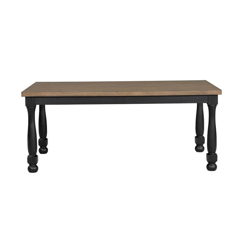 Furniture of America Lucan Modern Farmhouse Black Acacia 7-Piece Dining Set