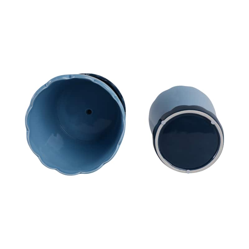 Ceramic Saucer Planters Scalloped Edge Design Modern Shape (Set of 2) - 8" x 8" x 8"