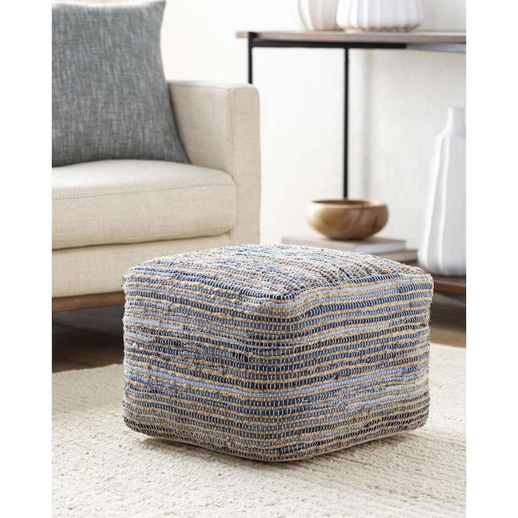 Livabliss Patrik Farmhouse Stripe Pouf