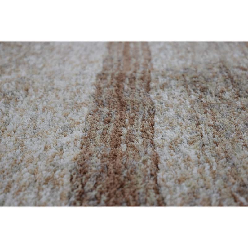 Addison Sanibel Striped Grey Shag Area Rug