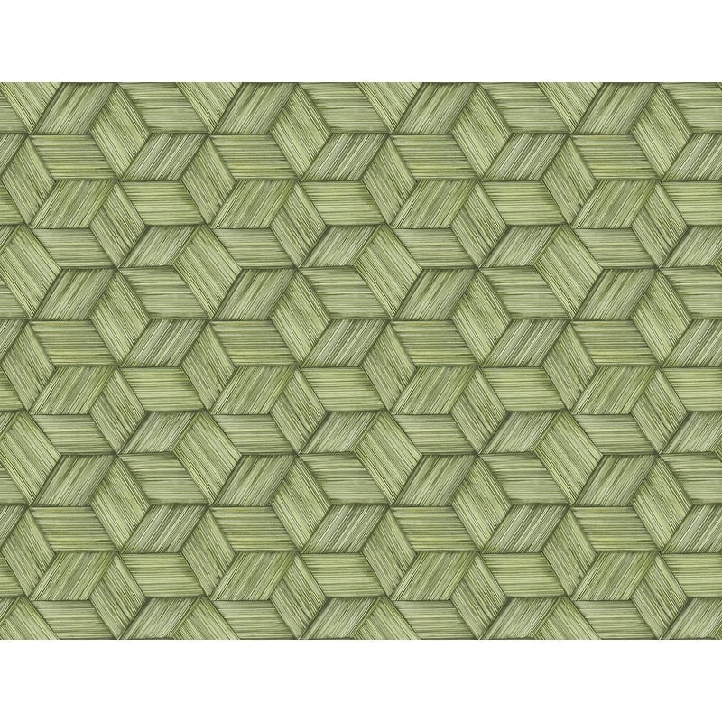 Kenneth James Intertwined Green Geometric Wallpaper - 27in x 324in x 0.025in