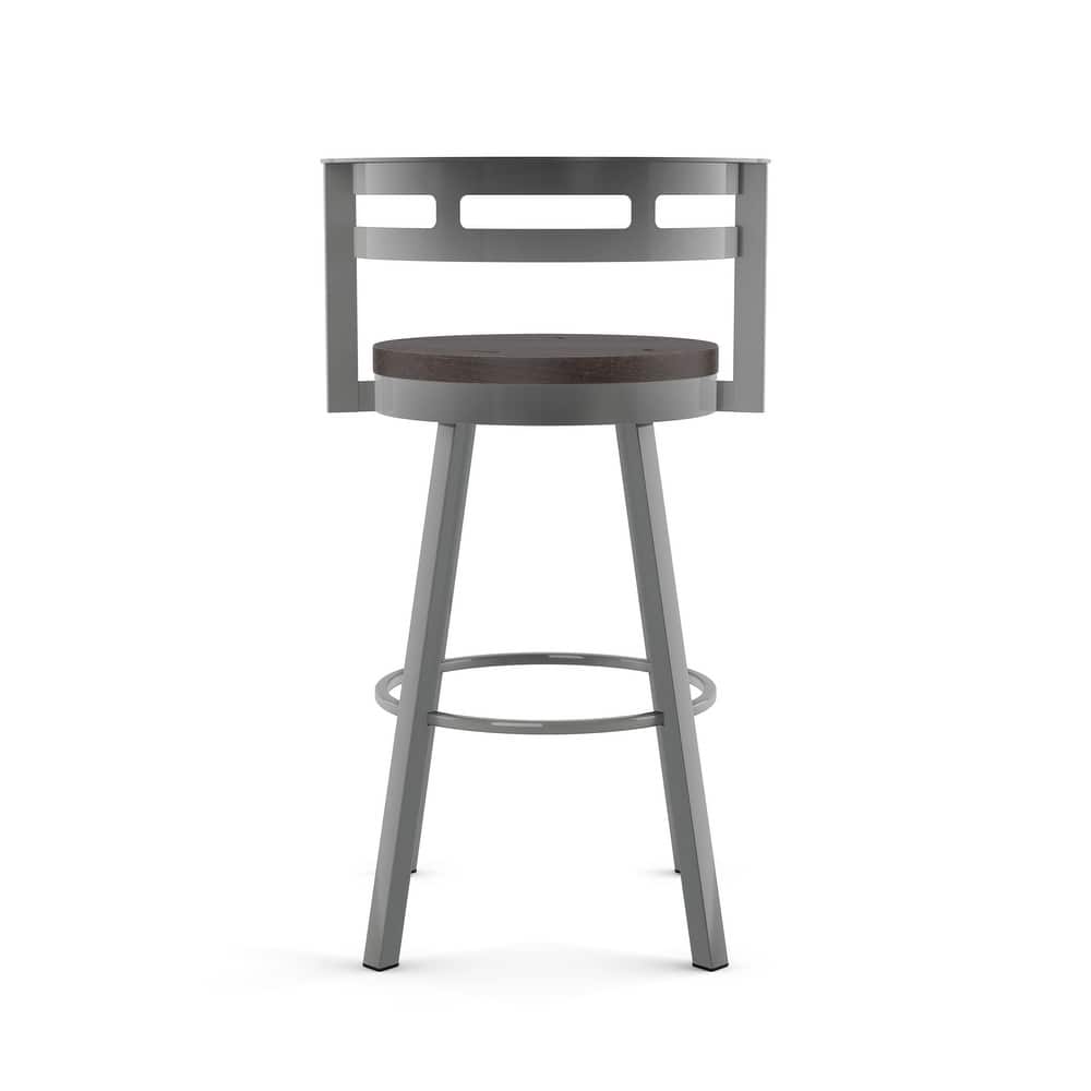 Amisco Vector Swivel Counter Stool with Distressed Wood Seat