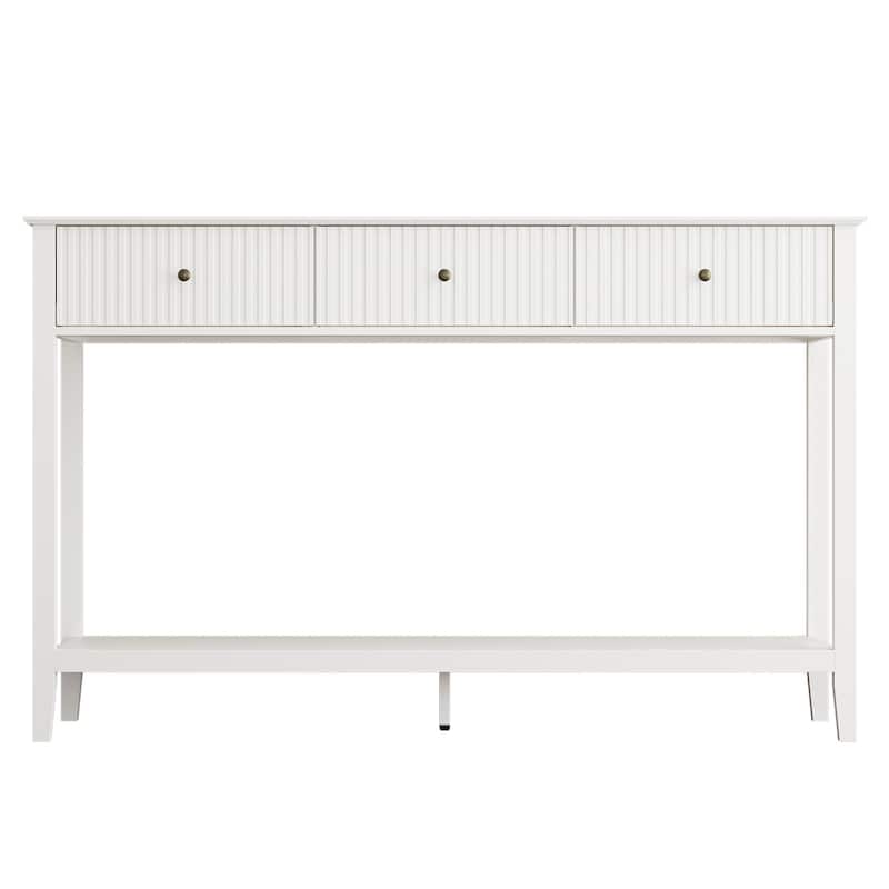 Fluted Console Table with 3 Drawers
