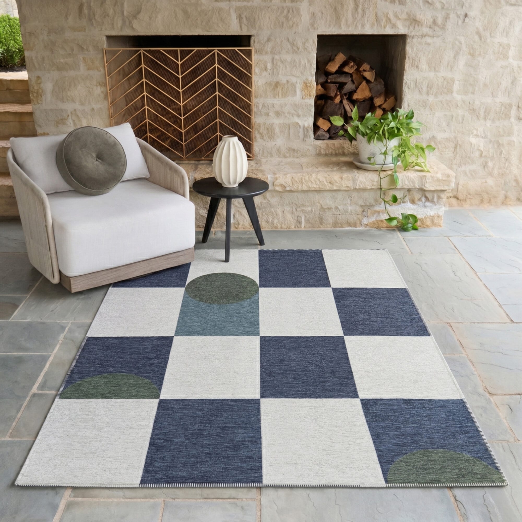 Balta Rugs Dante Abstract Checkered Indoor/Outdoor Area Rug