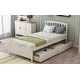 preview thumbnail 3 of 16, Twin size Platform Storage Bed with 2 Side Drawers & Vintage Headboard, Solid Wood Slats Support, Bedroom Furniture