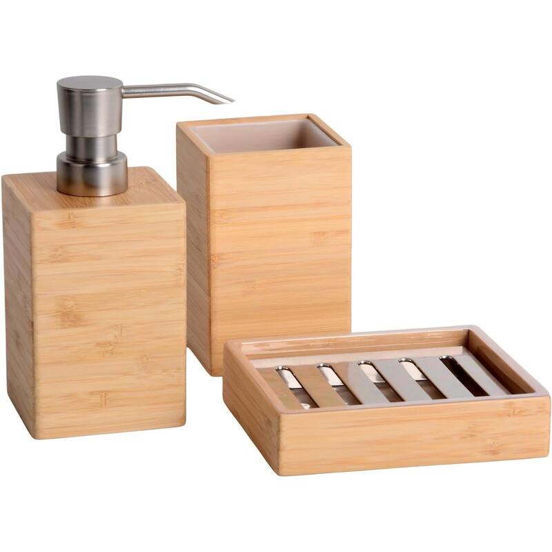 Home Bamboo Bathroom Accessories Set