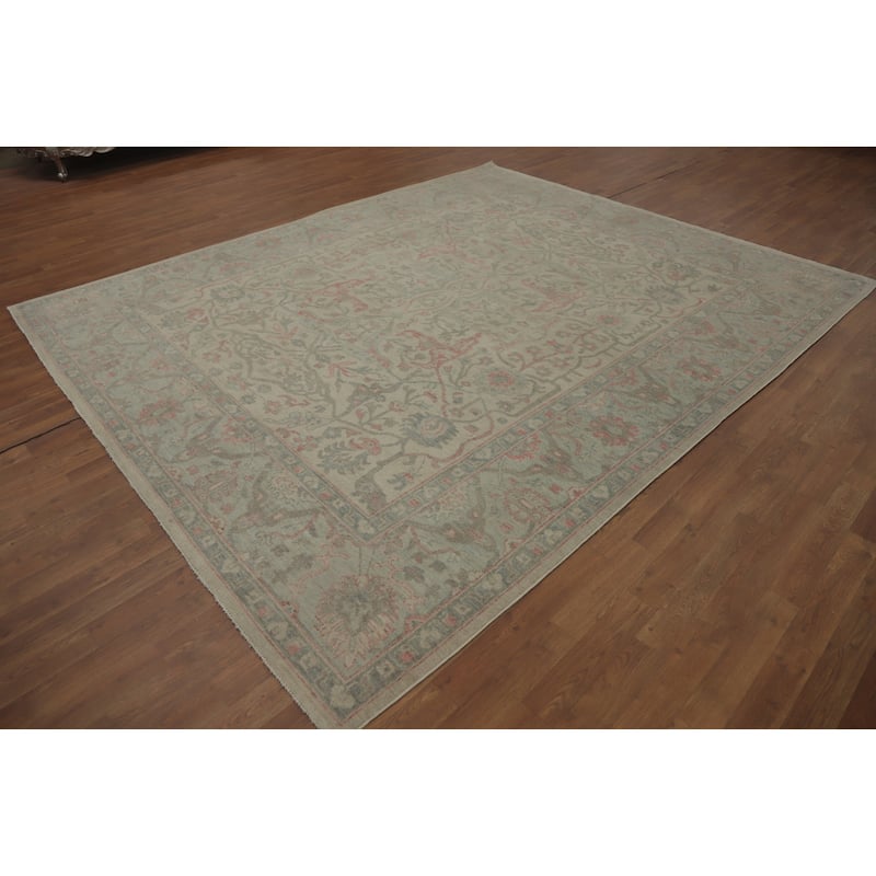 All-Over Floral Oushak Vegetable Dye Area Rug, Floral Geometric Carpet - 10' 4'' X 8' 5''