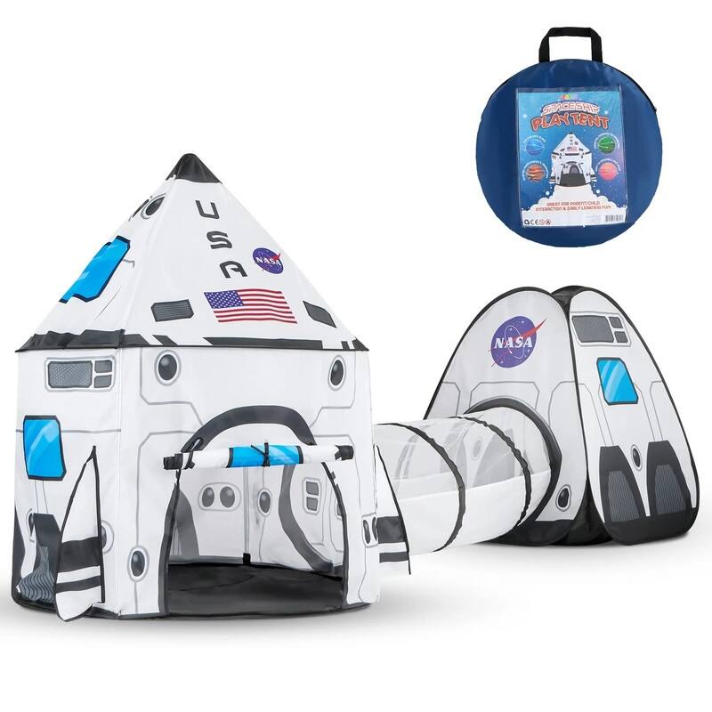 Rocket Ship Pop up Play Tent with Tunnel and Playhouse