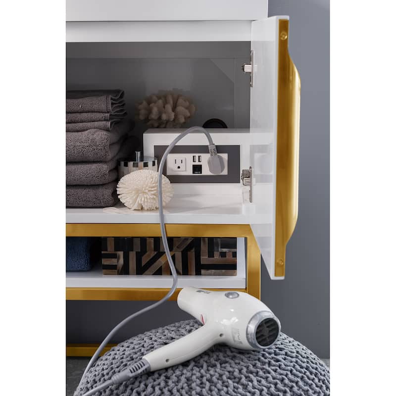 James Martin Vanities Columbia 72" Double Vanity, Glossy White with Radiant Gold Hardware