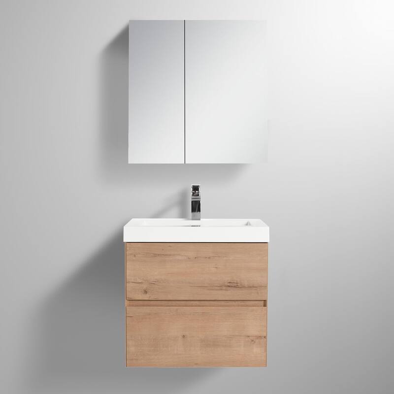 Blossom All Wood Wall Mounted Floating Bathroom Vanity with Sink