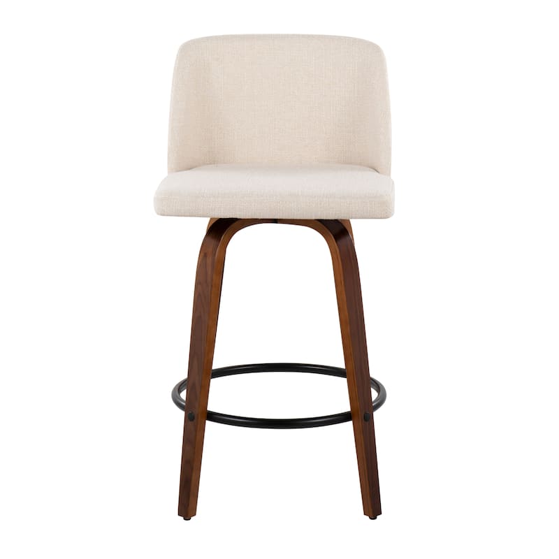Carson Carrington Vallberga 26" Counter Stool with Black Round Footrest (Set of 2) - Cream Noise Fabric
