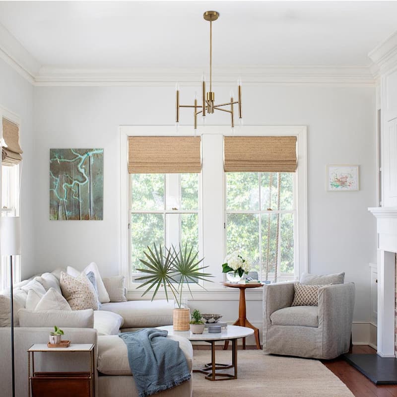 10 - Light Modern candle Chandelier with Adjustable Height, Sleek Linear Design for Dining Room, Living Room