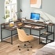 preview thumbnail 3 of 32, L Shaped Desk with Monitor Shelf, Reversible Corner Computer Desk for Office Home 69"