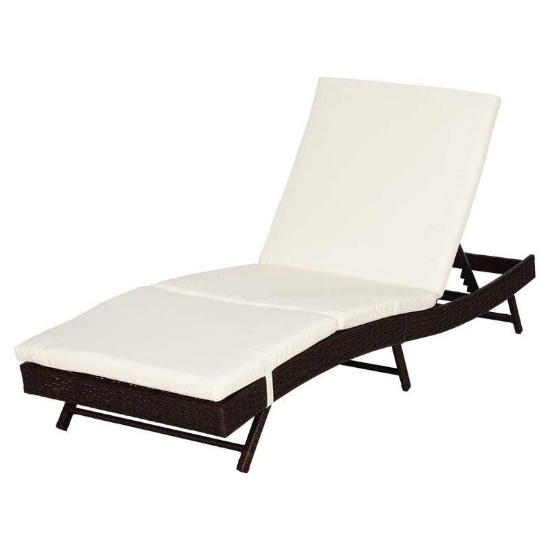 Outdoor Wicker Recliner with Adjustable Backrest and Cushion