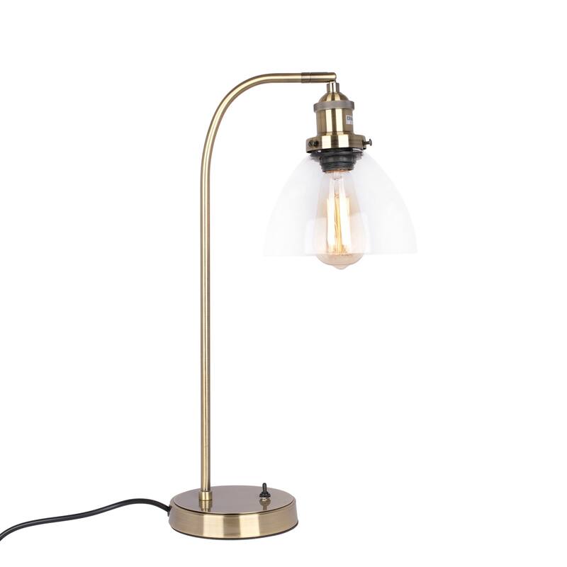 Bronze Metal Industrial Table Lamp with Clear Glass