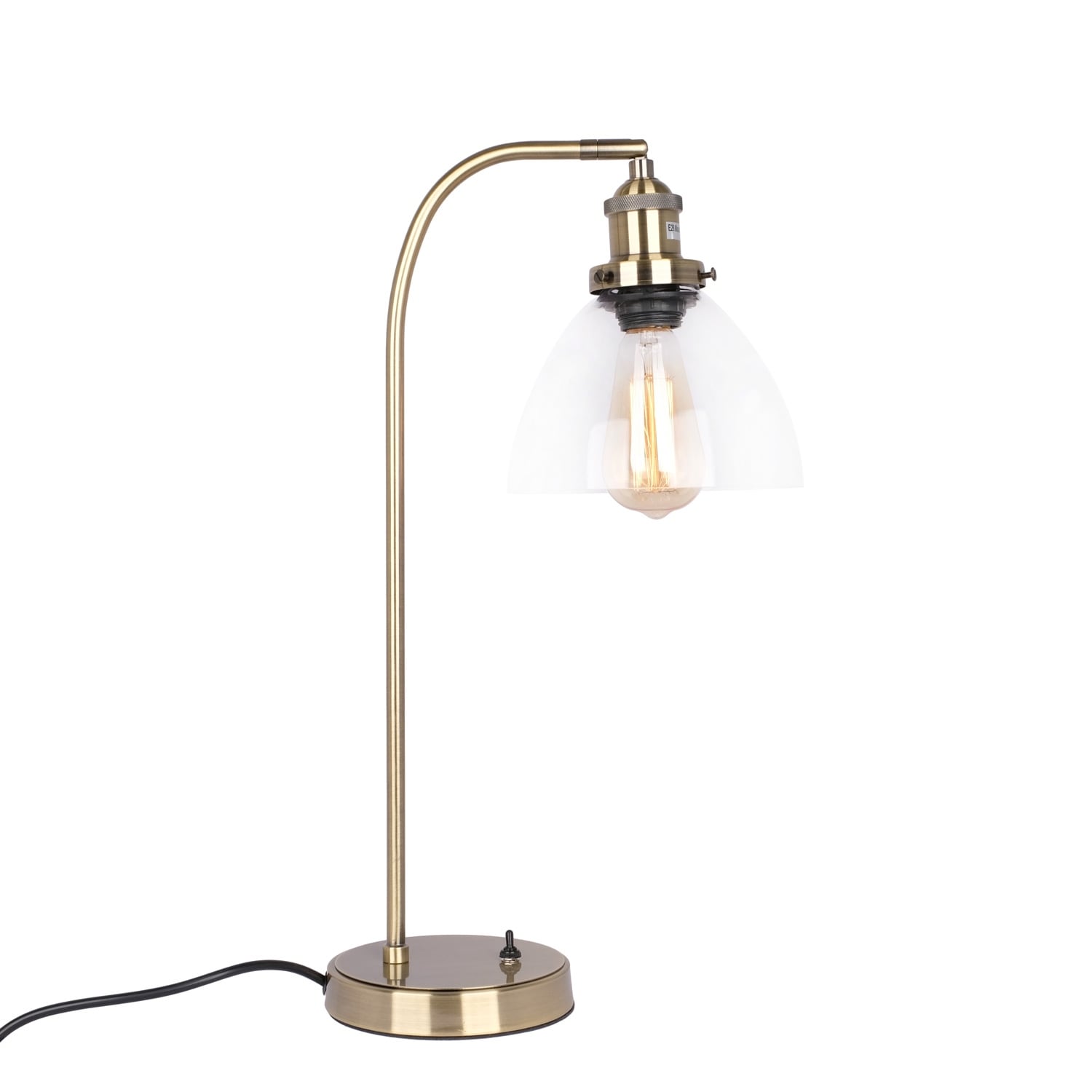 Table lamp with store clear glass shade