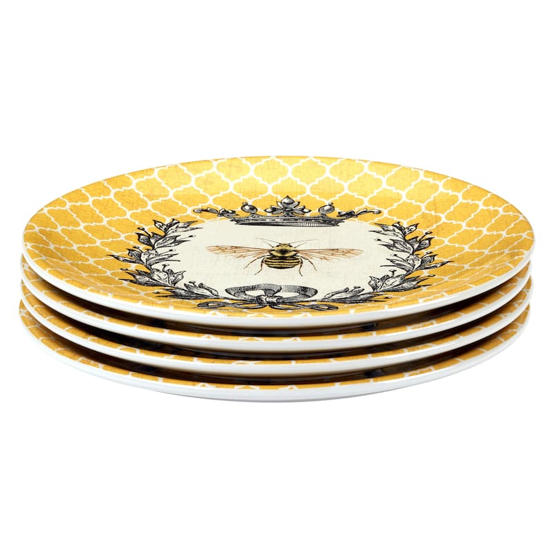 Certified International French Bees Set of 4 Salad Plates - 9" Diam x 1"