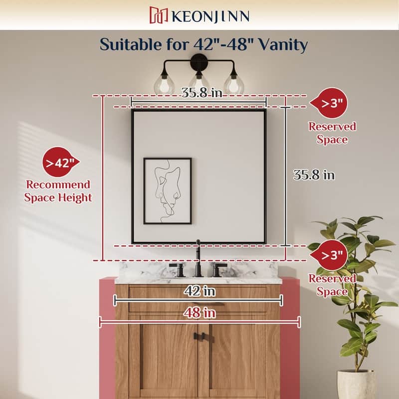 Keonjinn Aluminum Framed Wall Mount Bathroom Vanity Mirror