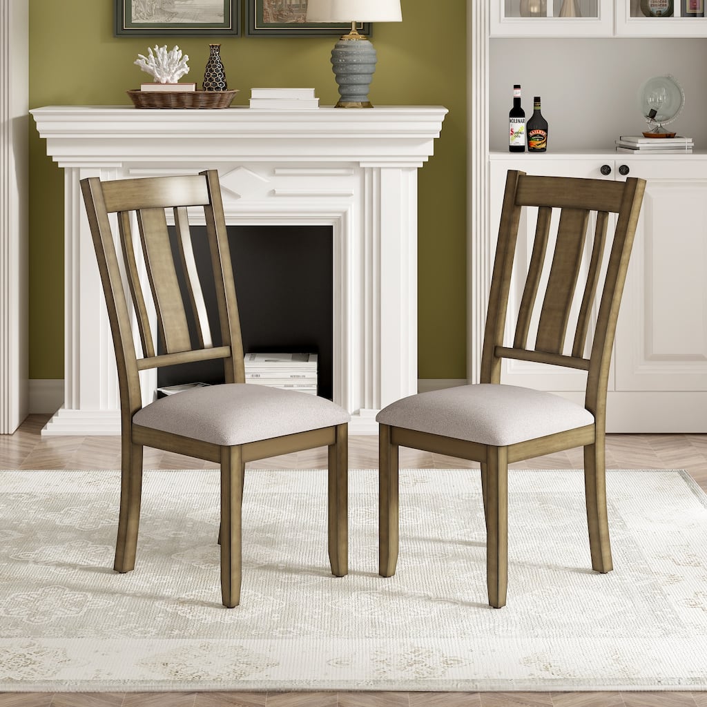 Set of 2 Industrial Style Wooden Dining Chairs with Ergonomic Design for Dining Room, Natural Walnut