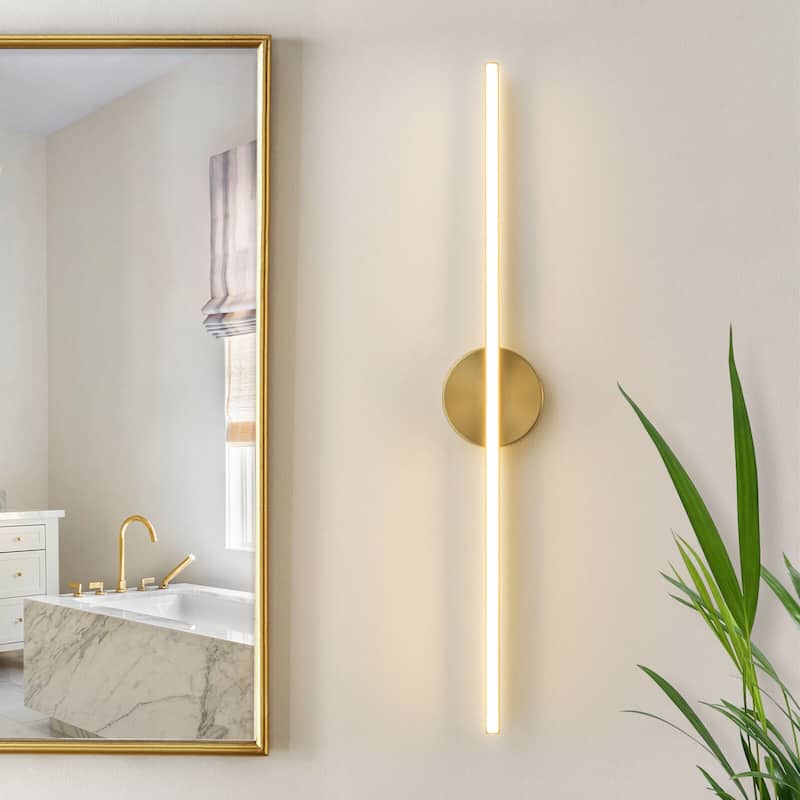 Modern 1-Light LED Linear Bathroom Vanity Light - 30.7" W × 2.2"D X 4.7" H - Gold