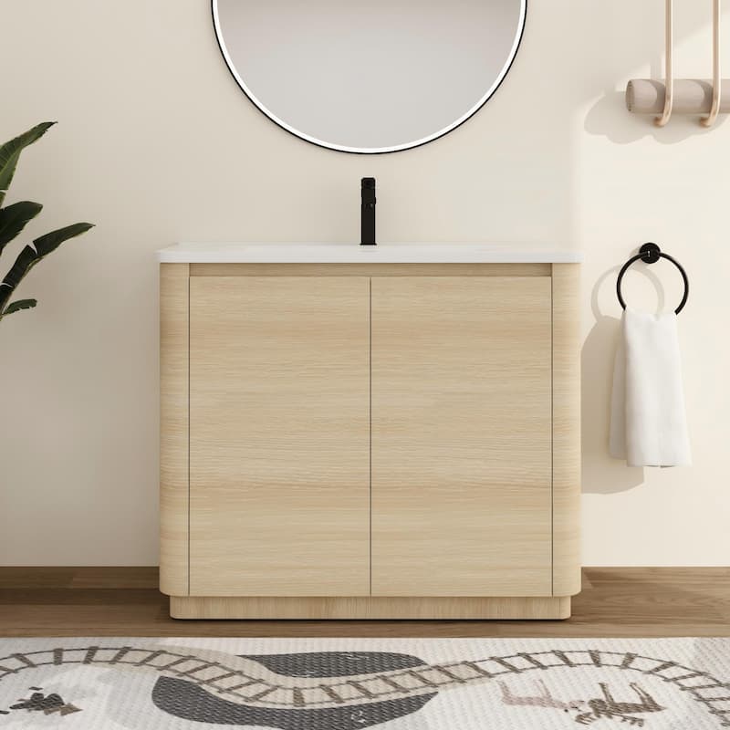 Malwee 36"/40" FreeStanding Bathroom Vanity with Sink, Floor Stand Bathroom Vanity with Soft Close Door and Adjustable Shelf