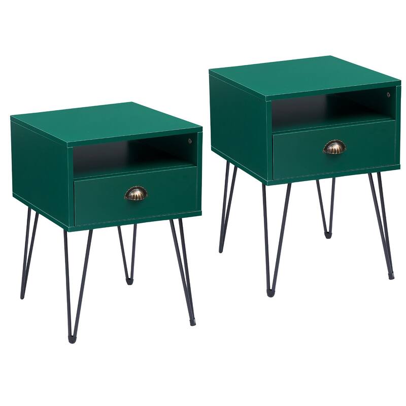 Taomika 2-Piece 1-Drawer Nightstand Set with Drawer Compact Open Shelf Bedside Table for Saving Space(Set of 2 )