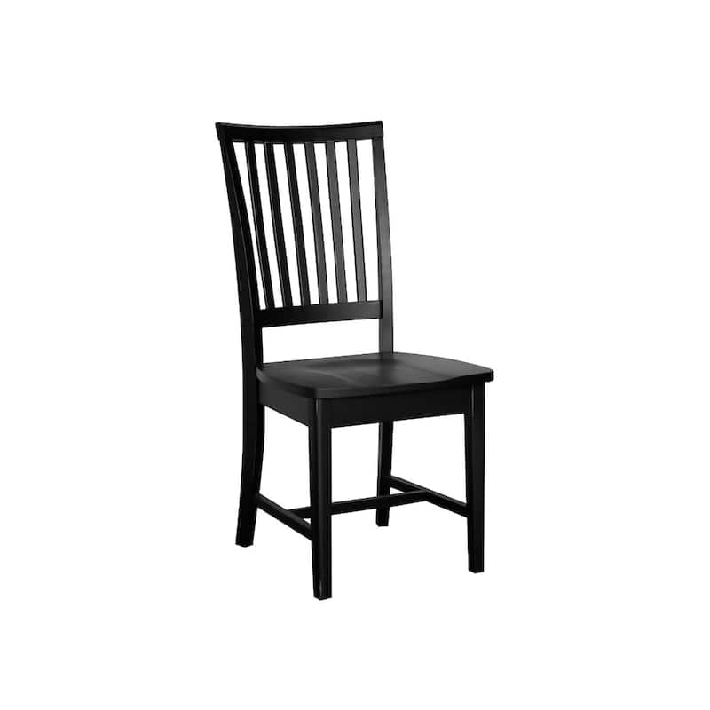 Slat Back Dining Side Chair with Solid Wood Legs - Black