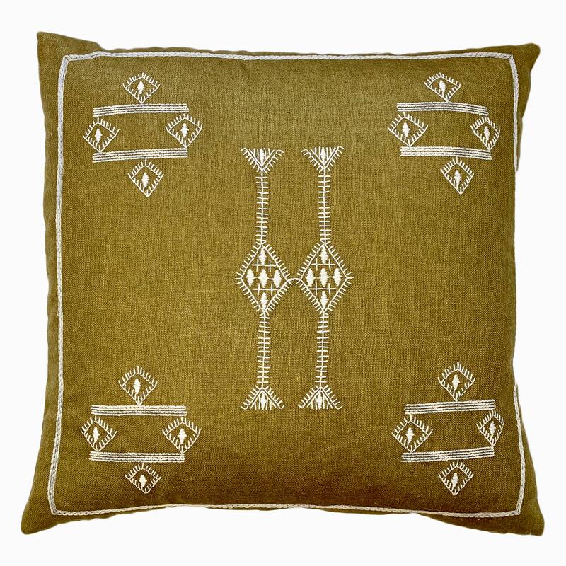 Jiti Indoor Cactus Bohemian Modern Colorful Embroidered Matka Silk Accent Square Throw Pillows Cushions for Sofa Chair 20 x 20 - Green/White