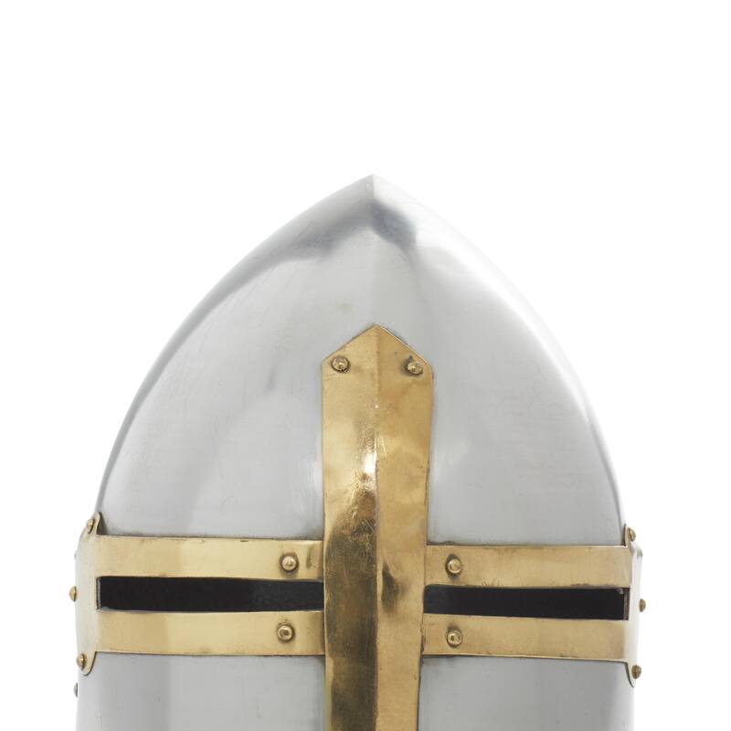 Metal Replica Medieval Knight Crusader Helmet - Silver - Roche River Decor