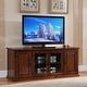 preview thumbnail 2 of 7, Leick Home 80360 Burnished Oak Leaded Glass TV Stand